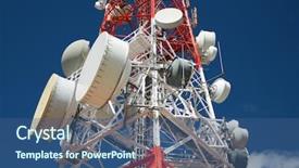  Presentation with gsm - Cool new PPT layouts with gsm - telecommunications tower with blue sky backdrop and a ocean colored foreground
