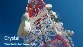  Presentation with telecommunications - Presentation theme consisting of gsm - telecommunications tower with clear blue background and a ocean colored foreground