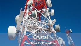  Presentation with sky blue - PPT theme featuring gsm - telecommunications tower with clear blue background and a teal colored foreground