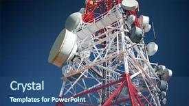  Presentation with telecommunications - Presentation having gsm - telecommunications tower with clear blue background and a ocean colored foreground