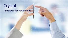  Presentation with people - Theme enhanced with gsm - two business people using one background and a sky blue colored foreground