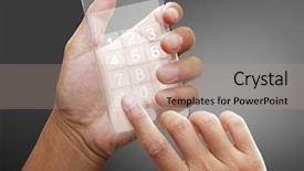  Presentation with smart - Colorful presentation theme enhanced with gsm technology - hand holding smart phone backdrop and a coral colored foreground