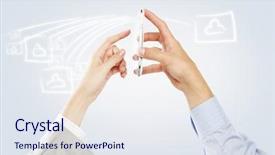  Presentation with people mobile technology - Colorful slide set enhanced with gsm technology - two business people using one backdrop and a sky blue colored foreground