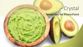  Presentation with avocado - Presentation design having guacamole-and-cross-section background and a blonde colored foreground