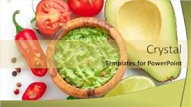  Presentation with flat - Presentation having guacamole-and-guacamole-ingredients-isolated background and a yellow colored foreground