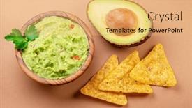  Presentation with avocado - Presentation enhanced with guacamole-bowl-avocado-and-chips background and a yellow colored foreground