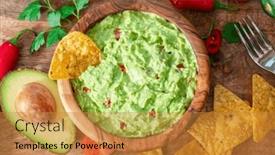  Presentation with wooden - Theme having guacamole-guacamole-ingredients-and-chips background and a  colored foreground