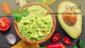  Presentation with mexican food - Presentation theme featuring guacamole-sauce-and-guacamole-ingredients background and a yellow colored foreground