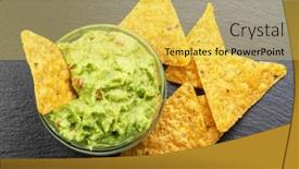  Presentation with food tortilla - Presentation design having guacamole-sauce-and-tortilla-chips background and a yellow colored foreground