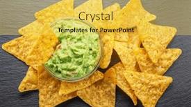  Presentation with food tortilla - Presentation theme enhanced with guacamole-sauce-and-tortilla-chips background and a yellow colored foreground