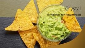  Presentation with food tortilla - Presentation design having guacamole-sauce-and-tortilla-chips background and a yellow colored foreground