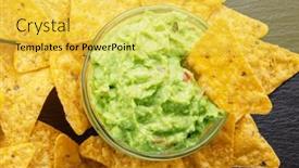  Presentation with food tortilla - Slide set consisting of guacamole-sauce-and-tortilla-chips background and a yellow colored foreground