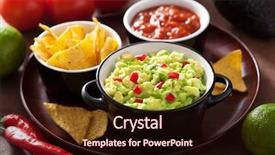  Presentation with salsa guacamole - Slide set featuring tex mex - guacamole with avocado lime chili background and a wine colored foreground