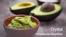  Presentation with avocado - Audience pleasing slide set consisting of guacamole with avocado on wooden backdrop and a gray colored foreground