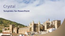  Presentation with spain - Colorful theme enhanced with guadalupe-caceres-province-extremadura-spain backdrop and a lemonade colored foreground