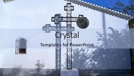  Presentation with granada - Beautiful PPT theme featuring guadix church cross in granada backdrop and a light blue colored foreground