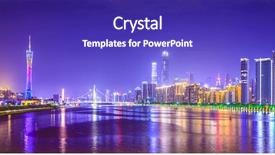  Presentation with china guangzhou - Presentation theme with guangzhou china city skyline panorama background and a royal blue colored foreground