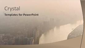  Presentation with china guangzhou - Cool new presentation theme with guangzhou city zhujiang river in fog during sunrise china top view backdrop and a lemonade colored foreground