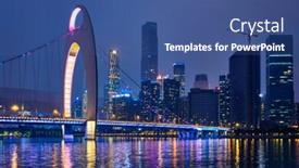  Presentation with china guangzhou - Cool new theme with guangzhou cityscape skyline over the pearl river with liede bridge illuminated in the evening guangzhou china backdrop and a ocean colored foreground