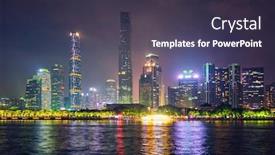  Presentation with china guangzhou - Cool new presentation with guangzhou cityscape skyline over the pearl river illuminated in the evening guangzhou china backdrop and a tawny brown colored foreground