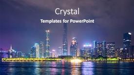  Presentation with china guangzhou - Beautiful presentation theme featuring guangzhou cityscape skyline over the pearl river illuminated in the evening guangzhou china backdrop and a ocean colored foreground