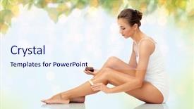  Presentation with green lights - Slides having guarana - beauty hair removal and people background and a sky blue colored foreground