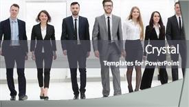  Presentation with team business top view - Slide deck featuring guarantee - bottom view business team walking background and a dark gray colored foreground