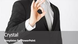  Presentation with bright - Theme with guarantee - bright picture of man hands background and a dark gray colored foreground