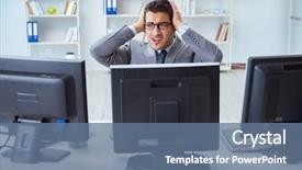  Presentation with 3d man sitting question mark - Colorful PPT theme enhanced with guard boss - businessman sitting in front backdrop and a ocean colored foreground