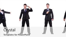  Presentation with gun - Presentation design consisting of guard boss - man in suit with gun background and a white colored foreground