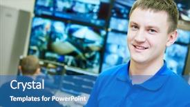  Presentation with video surveillance - Slide set with guard boss - video monitoring surveillance security system background and a teal colored foreground