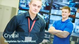  Presentation with video surveillance - PPT layouts featuring guard boss - video monitoring surveillance security system background and a ocean colored foreground