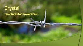  Presentation with checkpoint - Colorful PPT theme enhanced with guard checkpoint - barbed wire on green background backdrop and a tawny brown colored foreground
