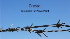  Presentation with checkpoint - Slide deck enhanced with guard checkpoint - barbed wire with sky background and a teal colored foreground