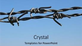  Presentation with checkpoint - Slides consisting of guard checkpoint - barbed wire with sky background and a light blue colored foreground