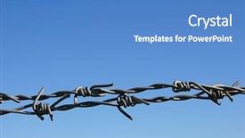  Presentation with checkpoint - Slide set consisting of guard checkpoint - barbed wire with sky background and a teal colored foreground