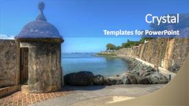  Presentation with checkpoint - Colorful PPT layouts enhanced with guard checkpoint - fort san felipe del morro backdrop and a teal colored foreground