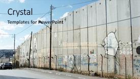  Presentation with checkpoint - Slides with guard checkpoint - israeli separation wall juts background and a light blue colored foreground