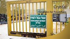  Presentation with checkpoint - Amazing presentation having guard checkpoint - lebanon and israel borderland border backdrop and a yellow colored foreground