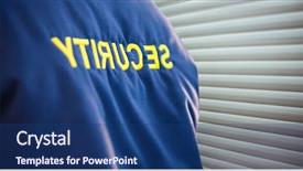  Presentation with security guard - Amazing presentation design having guard jacket near the blind backdrop and a ocean colored foreground