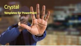  Presentation with security guard - Slides having guard talking on walkie talkie background and a tawny brown colored foreground