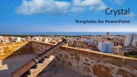  Presentation with castle - Presentation theme consisting of guardamar del segura castle cannon background and a light blue colored foreground