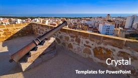  Presentation with castle - Presentation theme having guardamar del segura castle cannon background and a tawny brown colored foreground