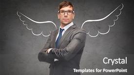  Presentation with angel wings - Colorful PPT theme enhanced with guardian - business angel investor safety security backdrop and a gray colored foreground