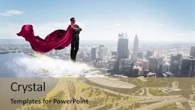 Presentation with super man - Slides consisting of guardian - super man in sky background and a coral colored foreground