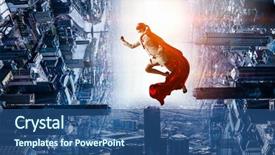  Presentation with sky - Amazing slide set having guardian - super woman in sky backdrop and a ocean colored foreground