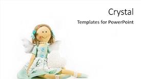  Presentation with angel in white - Cool new theme with guardian angel isolated handmade doll backdrop and a  colored foreground