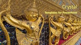  Presentation with demon - PPT theme having guardian-demon-statues-on-phra background and a tawny brown colored foreground