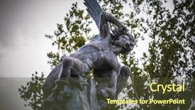  Presentation with monsters - Presentation theme consisting of guardian devil figure bronze sculpture with demonic gargoyles and monsters background and a tawny brown colored foreground