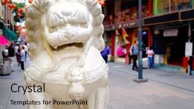  Presentation with mexico city - Presentation theme enhanced with guardians lions at chinatown background and a soft green colored foreground